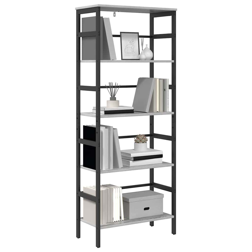 vidaXL Bookshelf 4-Tier 60 x 29.5 x 149 cm Engineered Wood Grey Sonoma