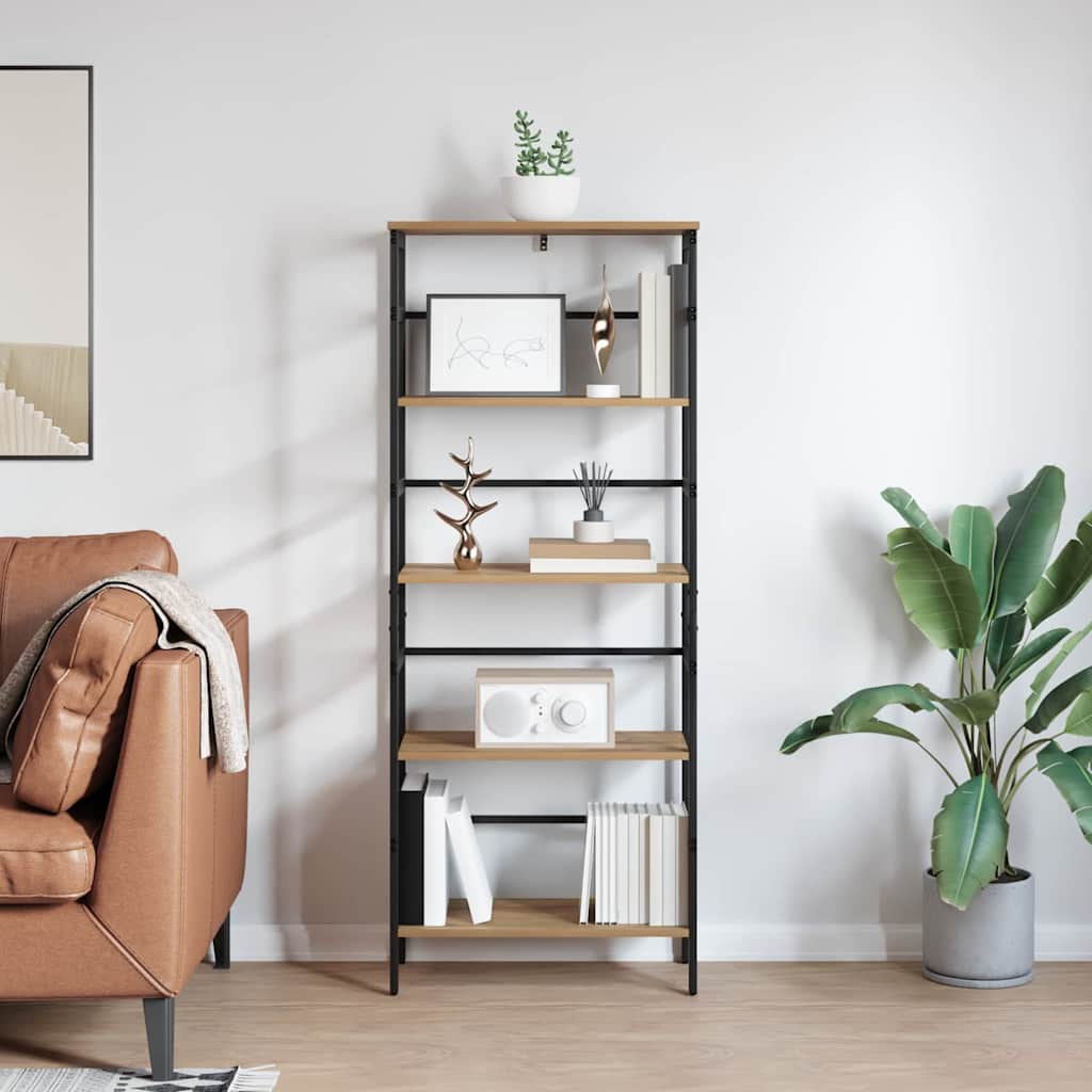 vidaXL Bookshelf 4-Tier 60 x 29.5 x 149 cm Engineered Wood Artisan Oak