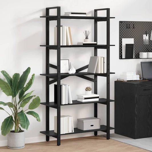 vidaXL Bookshelf 5-Tier 100 x 33.5 x 178 cm Engineered Wood Black Oak