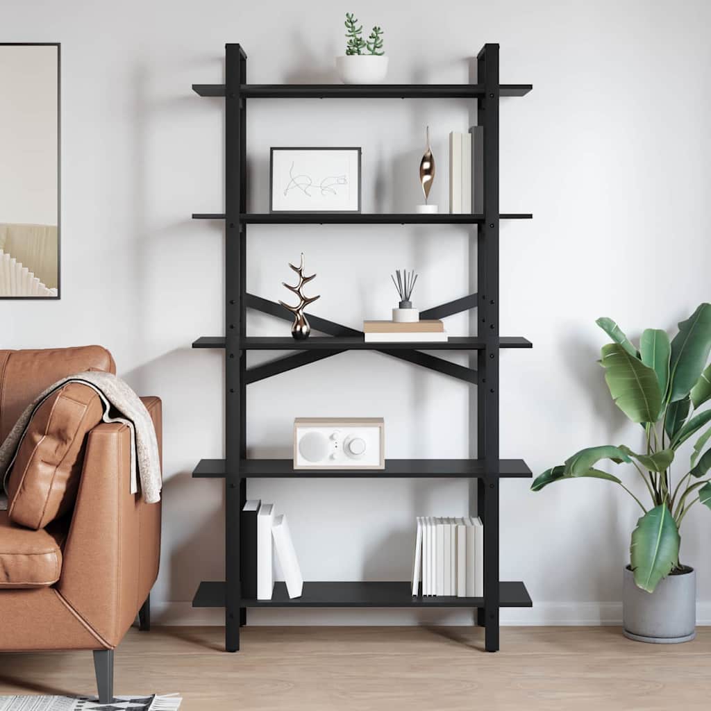 vidaXL Bookshelf 5-Tier 100 x 33.5 x 178 cm Engineered Wood Black Oak