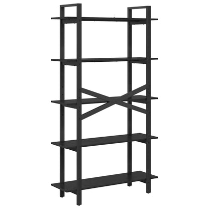 vidaXL Bookshelf 5-Tier 100 x 33.5 x 178 cm Engineered Wood Black Oak