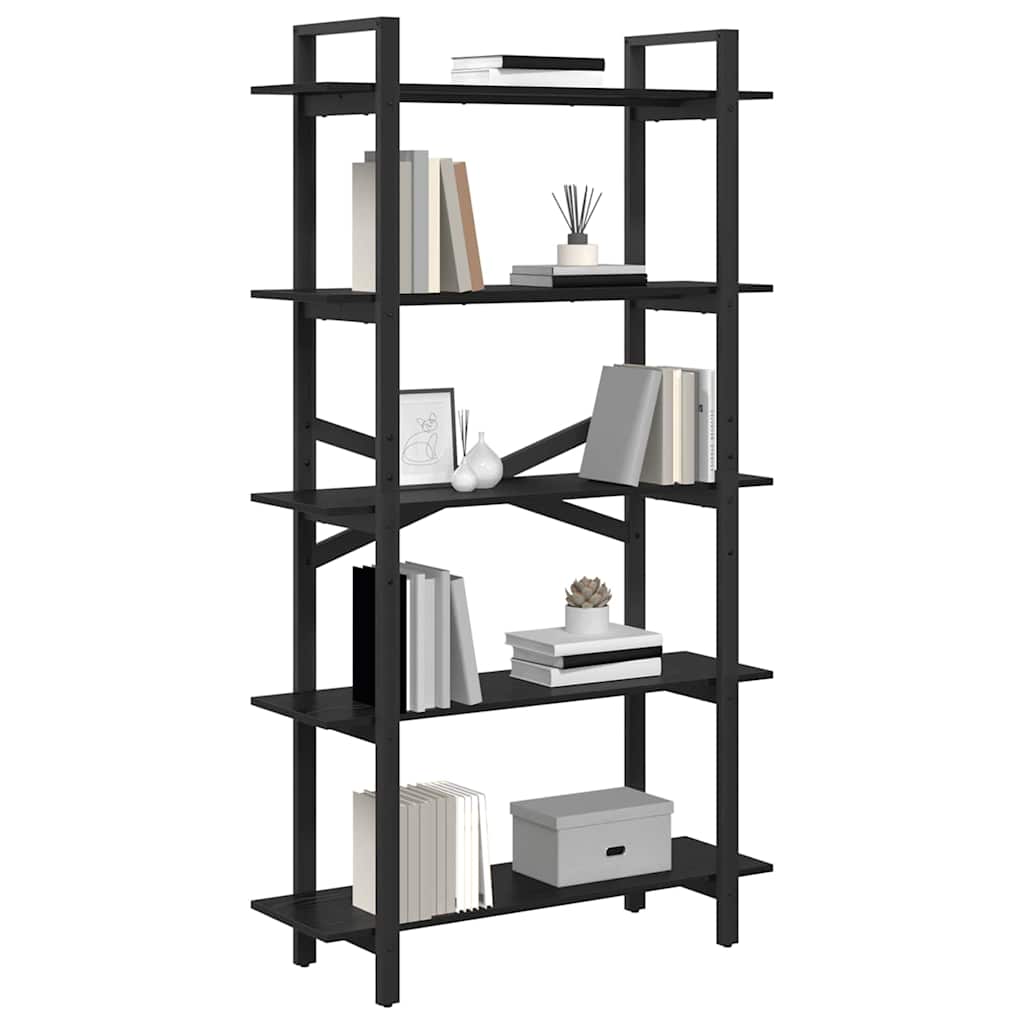 vidaXL Bookshelf 5-Tier 100 x 33.5 x 178 cm Engineered Wood Black Oak