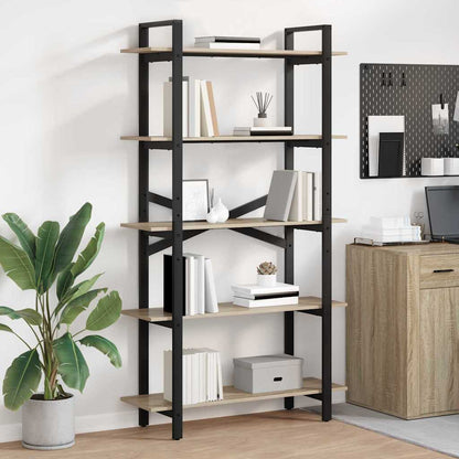 vidaXL Bookshelf 5-Tier 100 x 33.5 x 178 cm Engineered Wood Sonoma Oak