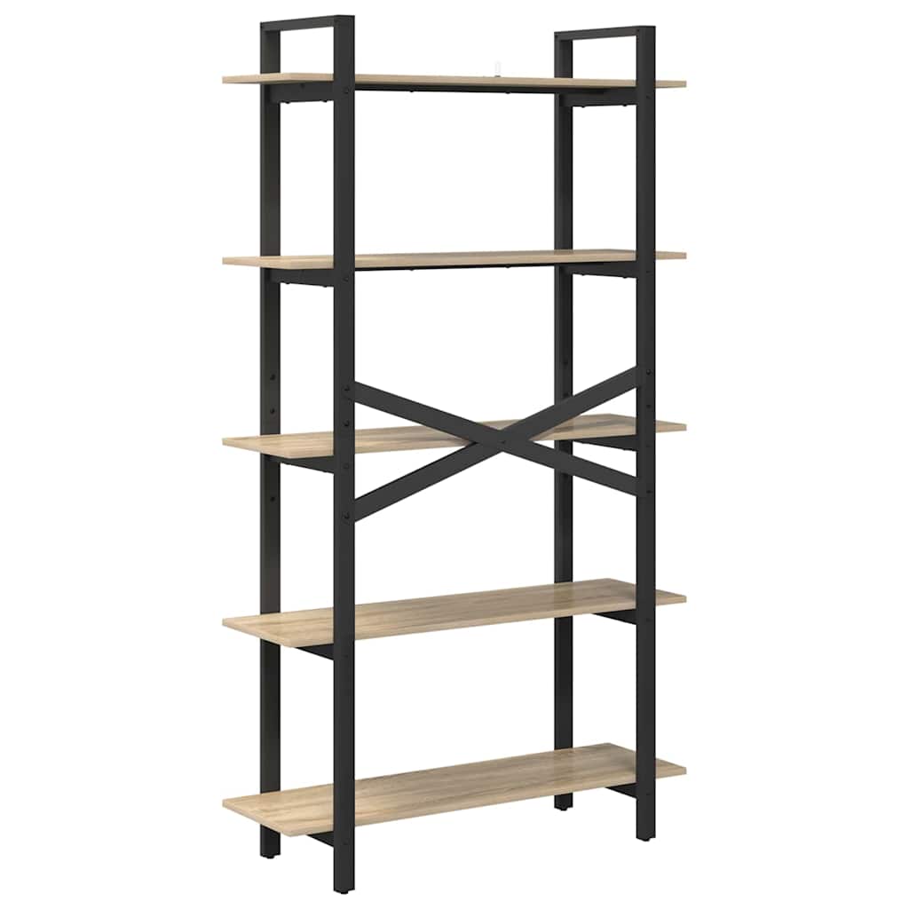 vidaXL Bookshelf 5-Tier 100 x 33.5 x 178 cm Engineered Wood Sonoma Oak