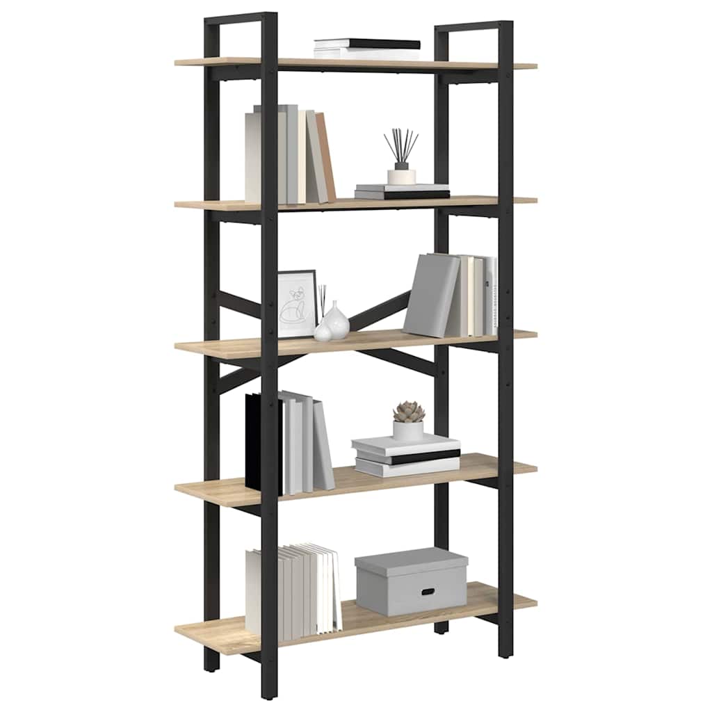 vidaXL Bookshelf 5-Tier 100 x 33.5 x 178 cm Engineered Wood Sonoma Oak