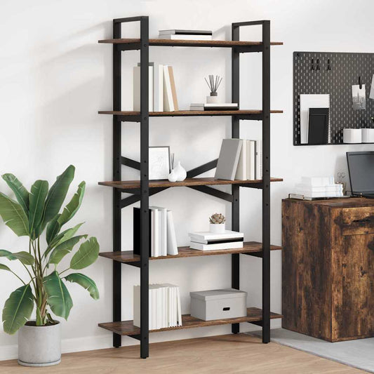 vidaXL Bookshelf 5-Tier 100 x 33.5 x 178 cm Engineered Wood Smoked Oak