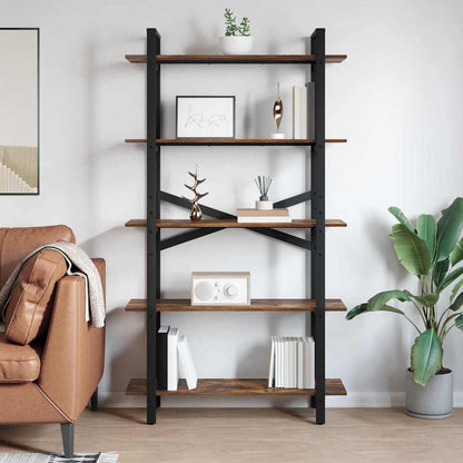 vidaXL Bookshelf 5-Tier 100 x 33.5 x 178 cm Engineered Wood Smoked Oak