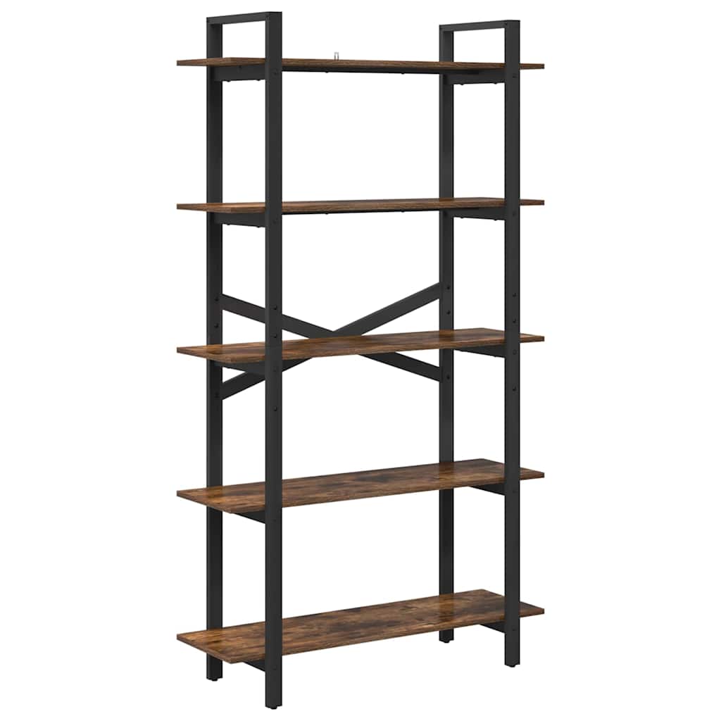 vidaXL Bookshelf 5-Tier 100 x 33.5 x 178 cm Engineered Wood Smoked Oak