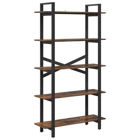 vidaXL Bookshelf 5-Tier 100 x 33.5 x 178 cm Engineered Wood Smoked Oak