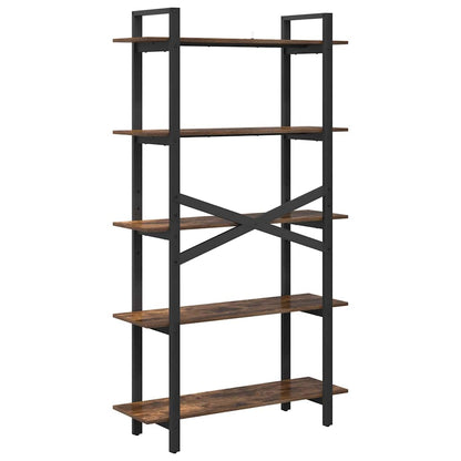 vidaXL Bookshelf 5-Tier 100 x 33.5 x 178 cm Engineered Wood Smoked Oak