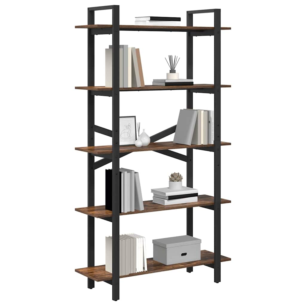 vidaXL Bookshelf 5-Tier 100 x 33.5 x 178 cm Engineered Wood Smoked Oak
