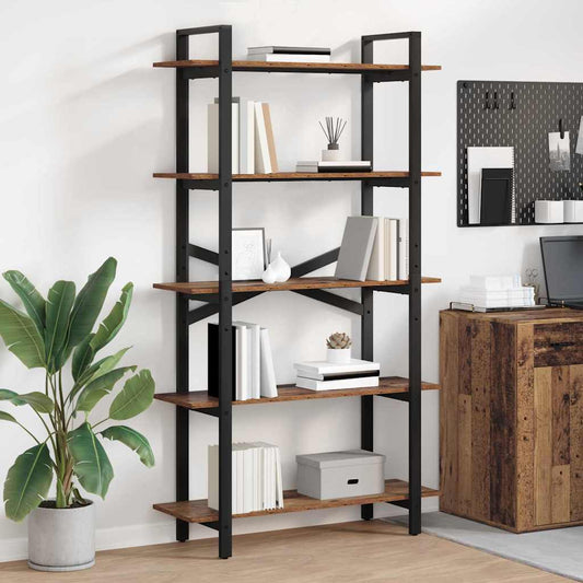 vidaXL Bookshelf 5-Tier 100 x 33.5 x 178 cm Engineered Wood Old Wood