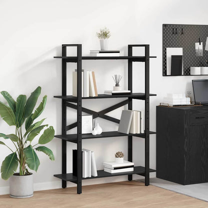 vidaXL Bookshelf 4-Tier 100 x 33.5 x 140 cm Engineered Wood Black Oak