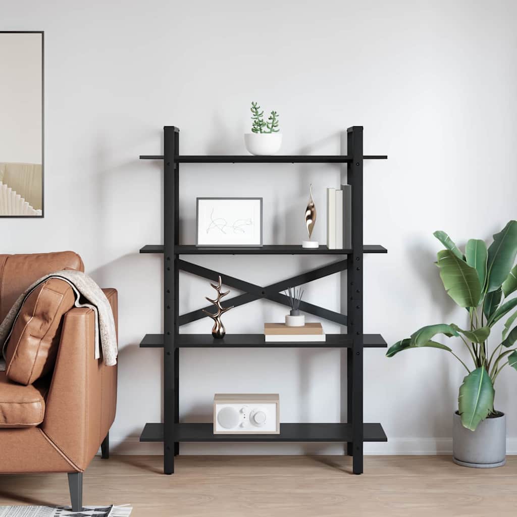 vidaXL Bookshelf 4-Tier 100 x 33.5 x 140 cm Engineered Wood Black Oak
