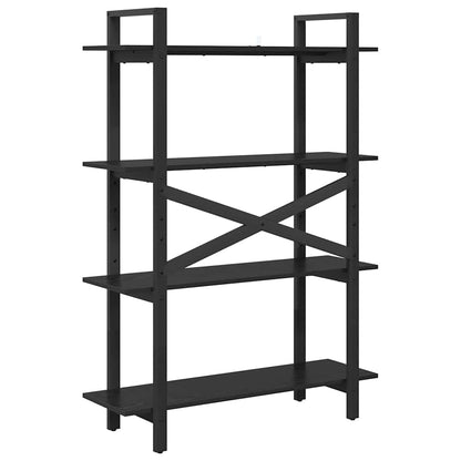 vidaXL Bookshelf 4-Tier 100 x 33.5 x 140 cm Engineered Wood Black Oak