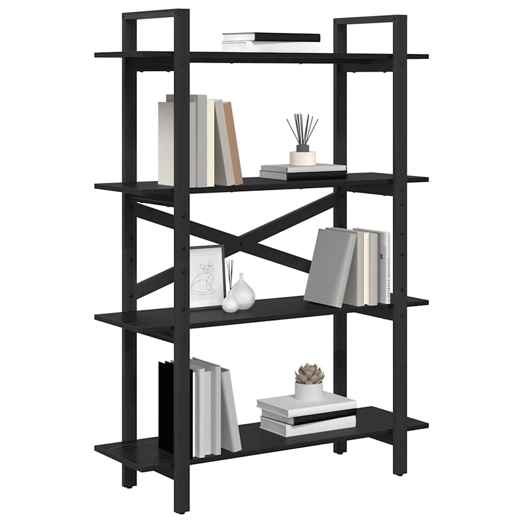 vidaXL Bookshelf 4-Tier 100 x 33.5 x 140 cm Engineered Wood Black Oak