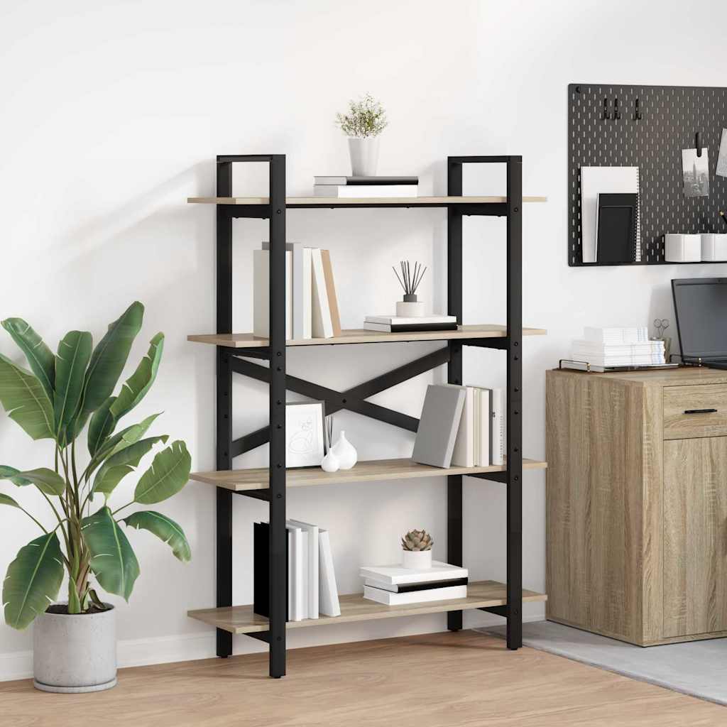 vidaXL Bookshelf 4-Tier 100 x 33.5 x 140 cm Engineered Wood Sonoma Oak