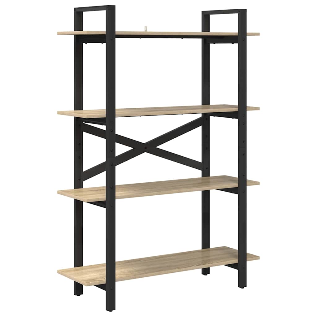 vidaXL Bookshelf 4-Tier 100 x 33.5 x 140 cm Engineered Wood Sonoma Oak