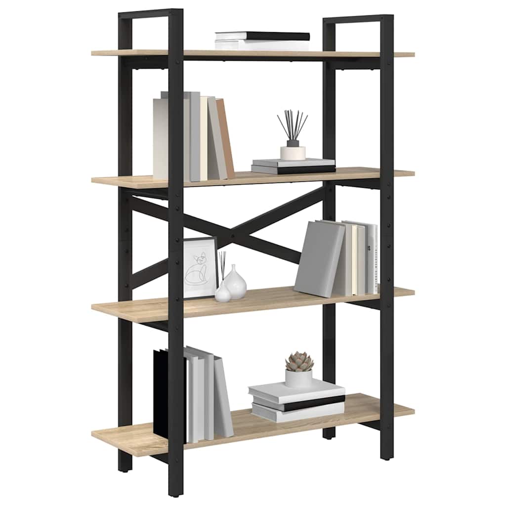 vidaXL Bookshelf 4-Tier 100 x 33.5 x 140 cm Engineered Wood Sonoma Oak