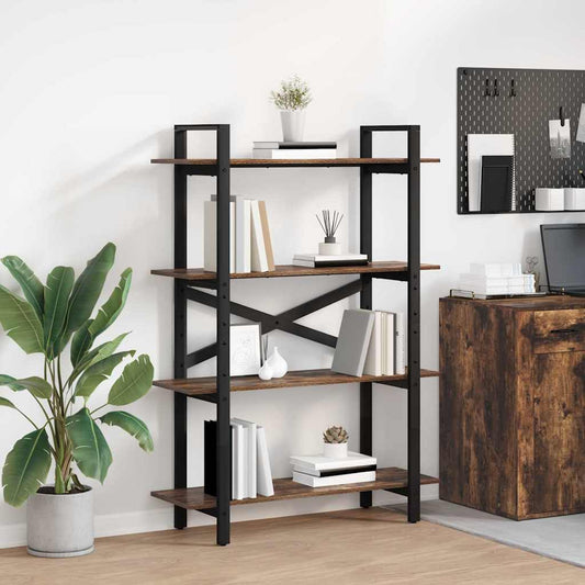 vidaXL Bookshelf 4-Tier 100 x 33.5 x 140 cm Engineered Wood Smoked Oak