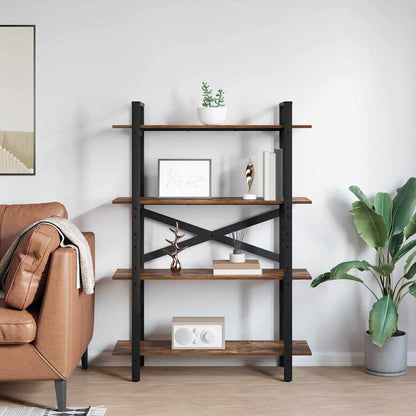 vidaXL Bookshelf 4-Tier 100 x 33.5 x 140 cm Engineered Wood Smoked Oak