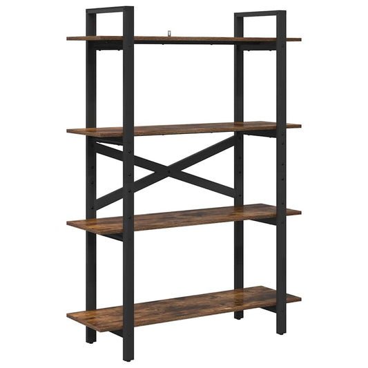 vidaXL Bookshelf 4-Tier 100 x 33.5 x 140 cm Engineered Wood Smoked Oak