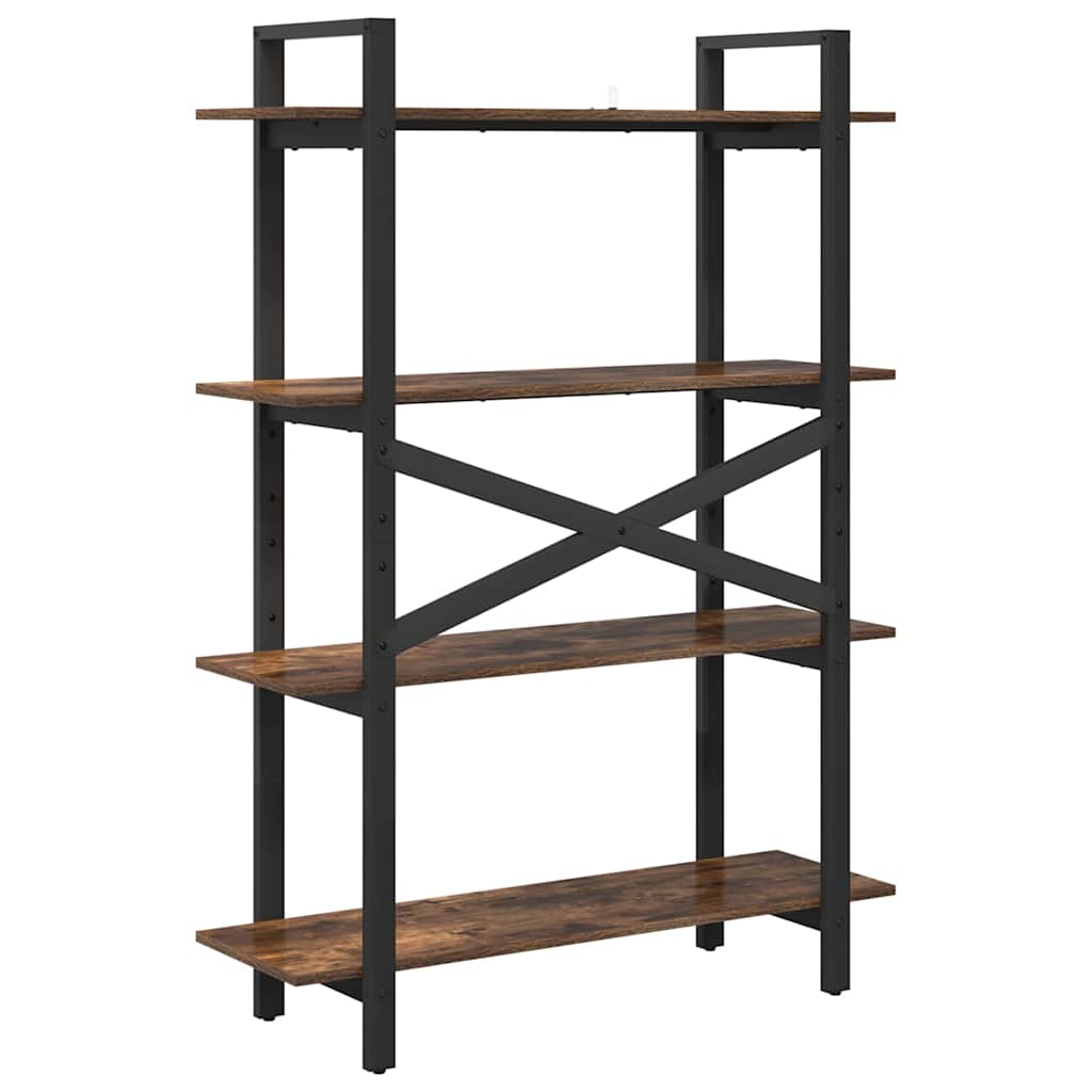 vidaXL Bookshelf 4-Tier 100 x 33.5 x 140 cm Engineered Wood Smoked Oak