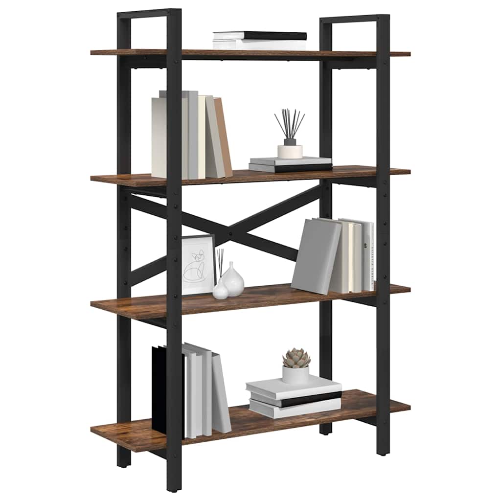 vidaXL Bookshelf 4-Tier 100 x 33.5 x 140 cm Engineered Wood Smoked Oak