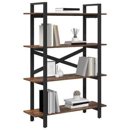 vidaXL Bookshelf 4-Tier 100 x 33.5 x 140 cm Engineered Wood Smoked Oak