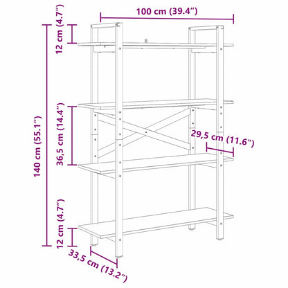 vidaXL Bookshelf Smoked Oak 100 x 33.5 x 140 cm Engineered Wood