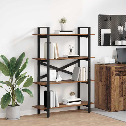 vidaXL Bookshelf 4-Tier 100 x 33.5 x 140 cm Engineered Wood Old Wood
