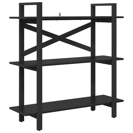 vidaXL Bookshelf 3-Tier 100 x 33.5 x 102 cm Engineered Wood Black Oak