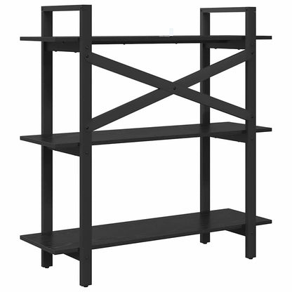 vidaXL Bookshelf 3-Tier 100 x 33.5 x 102 cm Engineered Wood Black Oak