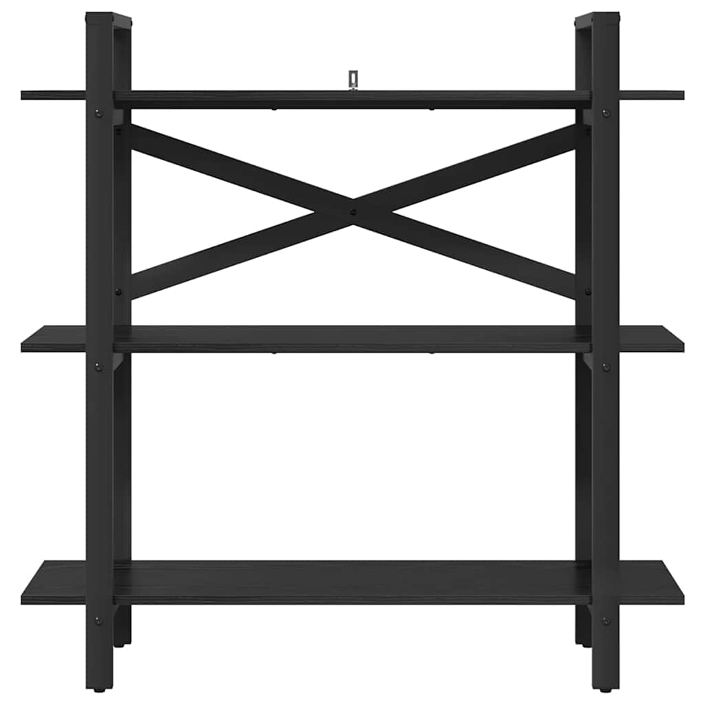 vidaXL Bookshelf 3-Tier 100 x 33.5 x 102 cm Engineered Wood Black Oak