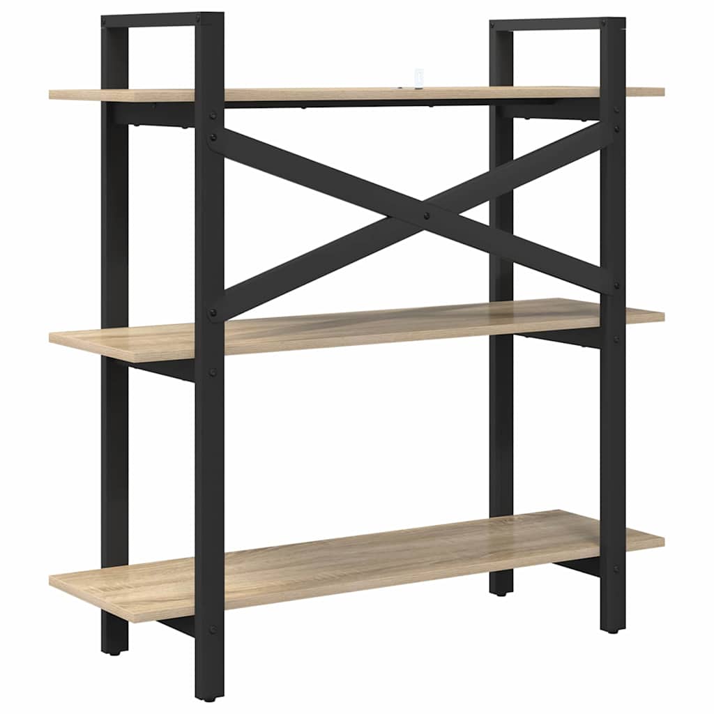 vidaXL Bookshelf 3-Tier 100 x 33.5 x 102 cm Engineered Wood Sonoma Oak