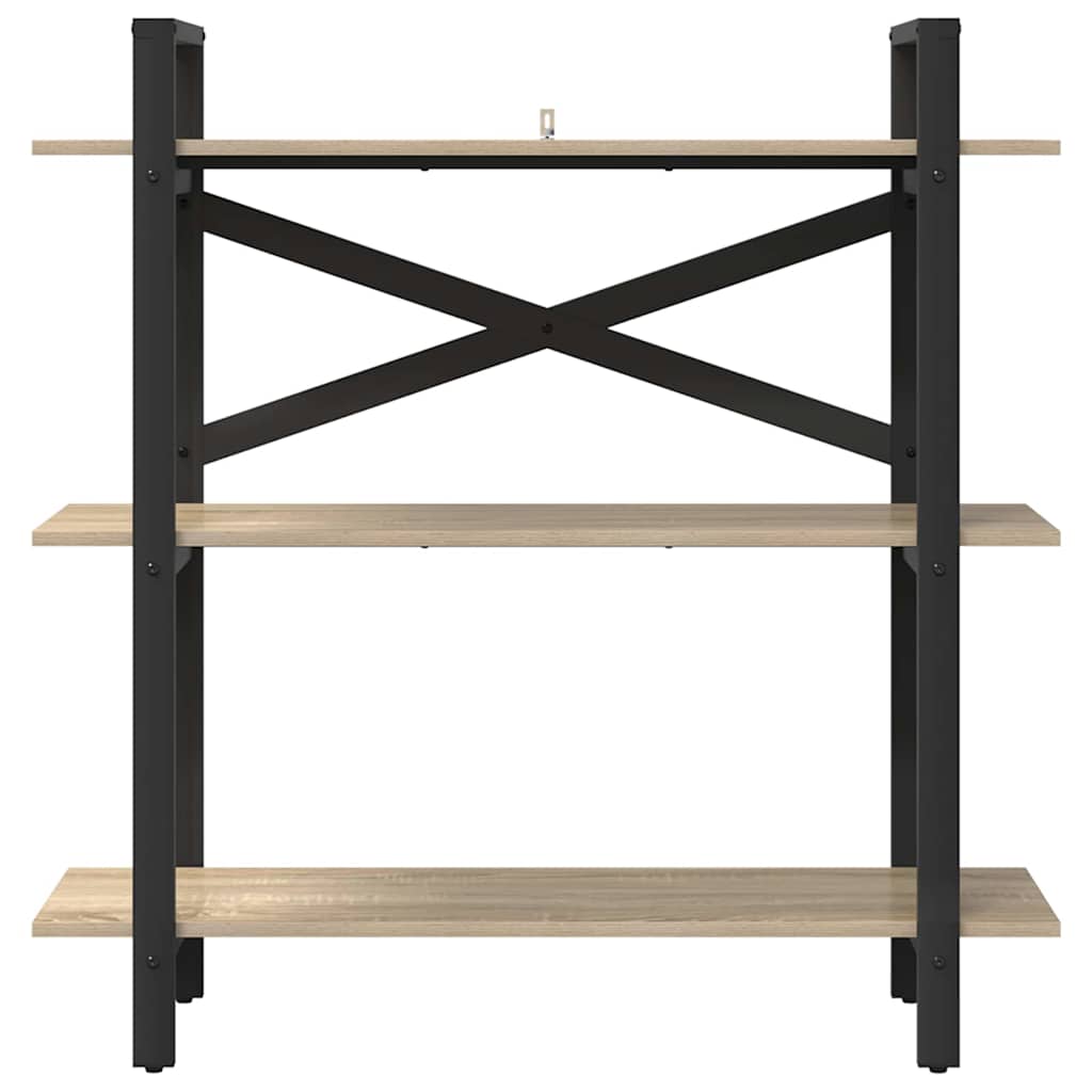 vidaXL Bookshelf 3-Tier 100 x 33.5 x 102 cm Engineered Wood Sonoma Oak