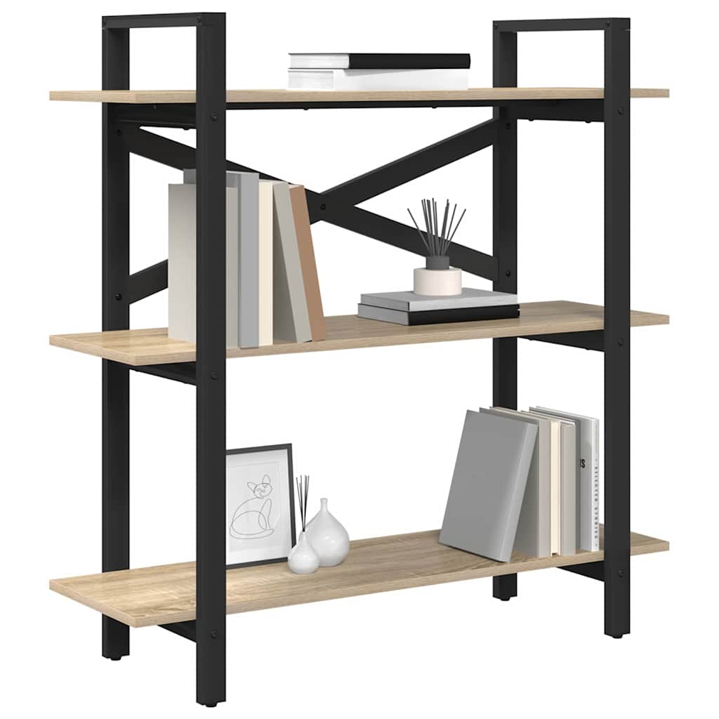 vidaXL Bookshelf 3-Tier 100 x 33.5 x 102 cm Engineered Wood Sonoma Oak