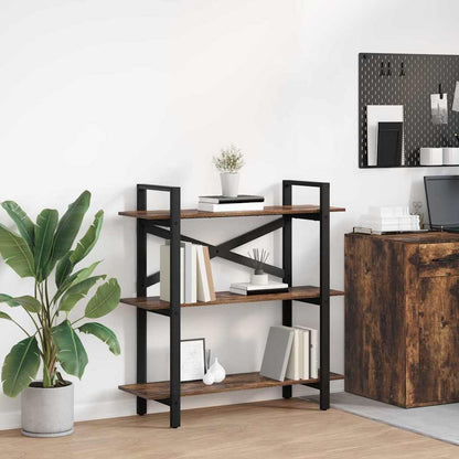 vidaXL Bookshelf 3-Tier 100 x 33.5 x 102 cm Engineered Wood Smoked Oak