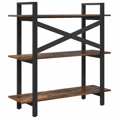 vidaXL Bookshelf 3-Tier 100 x 33.5 x 102 cm Engineered Wood Smoked Oak