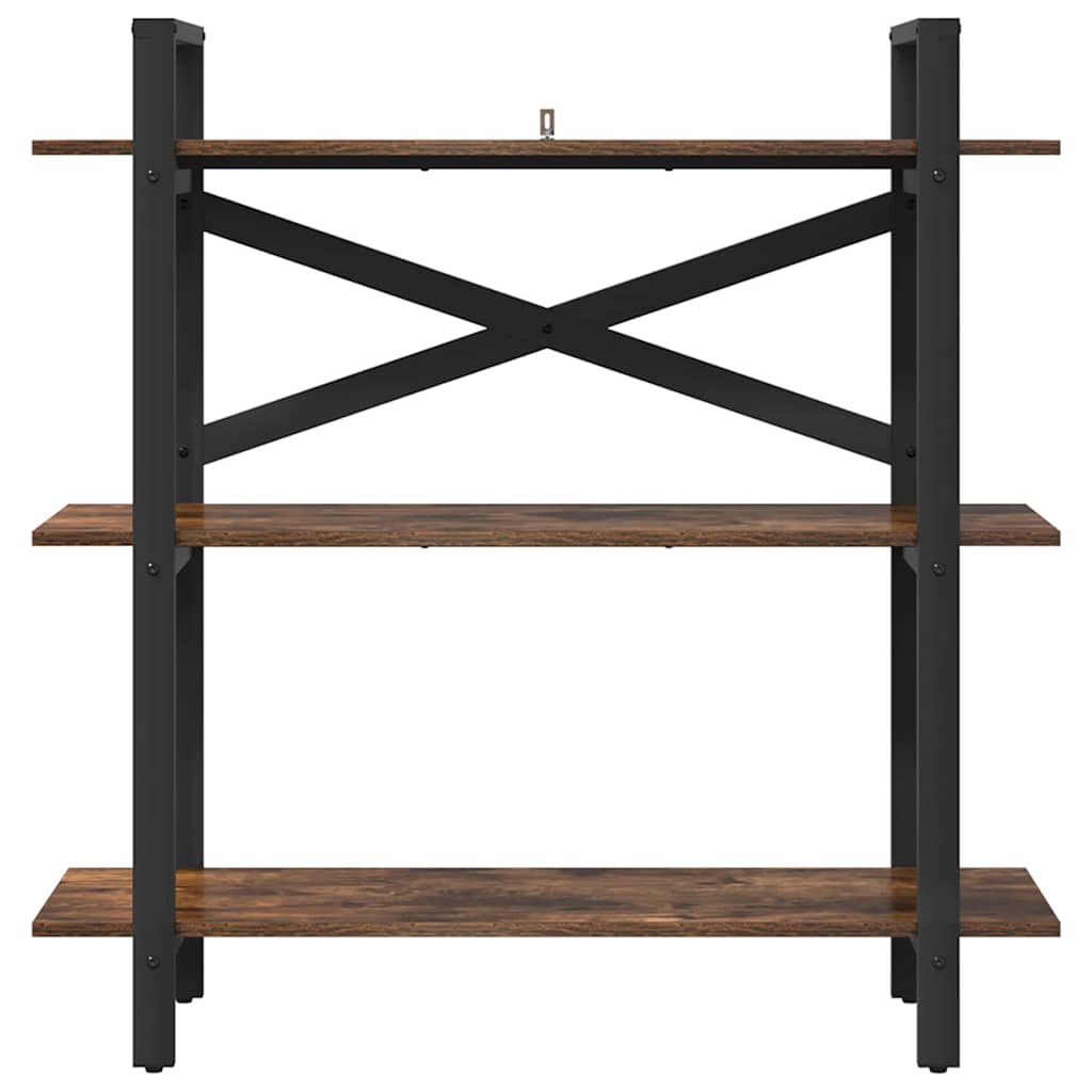 vidaXL Bookshelf 3-Tier 100 x 33.5 x 102 cm Engineered Wood Smoked Oak