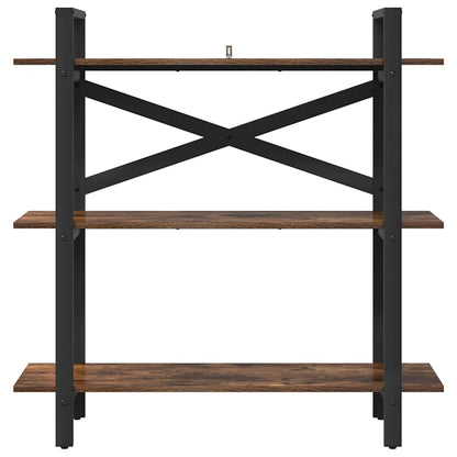 vidaXL Bookshelf 3-Tier 100 x 33.5 x 102 cm Engineered Wood Smoked Oak