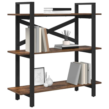 vidaXL Bookshelf 3-Tier 100 x 33.5 x 102 cm Engineered Wood Smoked Oak