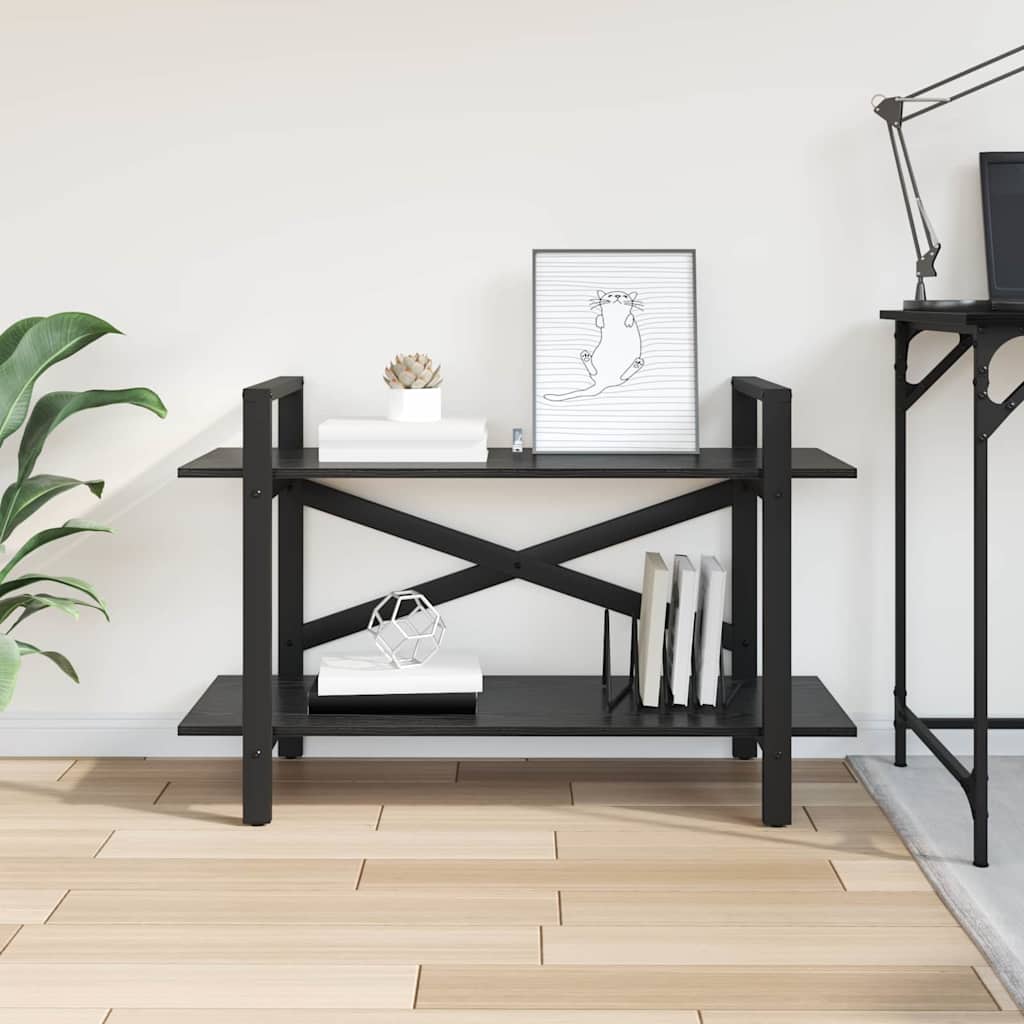 vidaXL Bookshelf 2-Tier 100 x 33.5 x 64 cm Engineered Wood Black Oak
