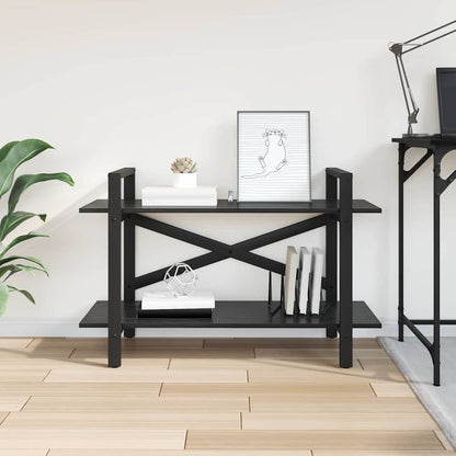 vidaXL Bookshelf 2-Tier 100 x 33.5 x 64 cm Engineered Wood Black Oak