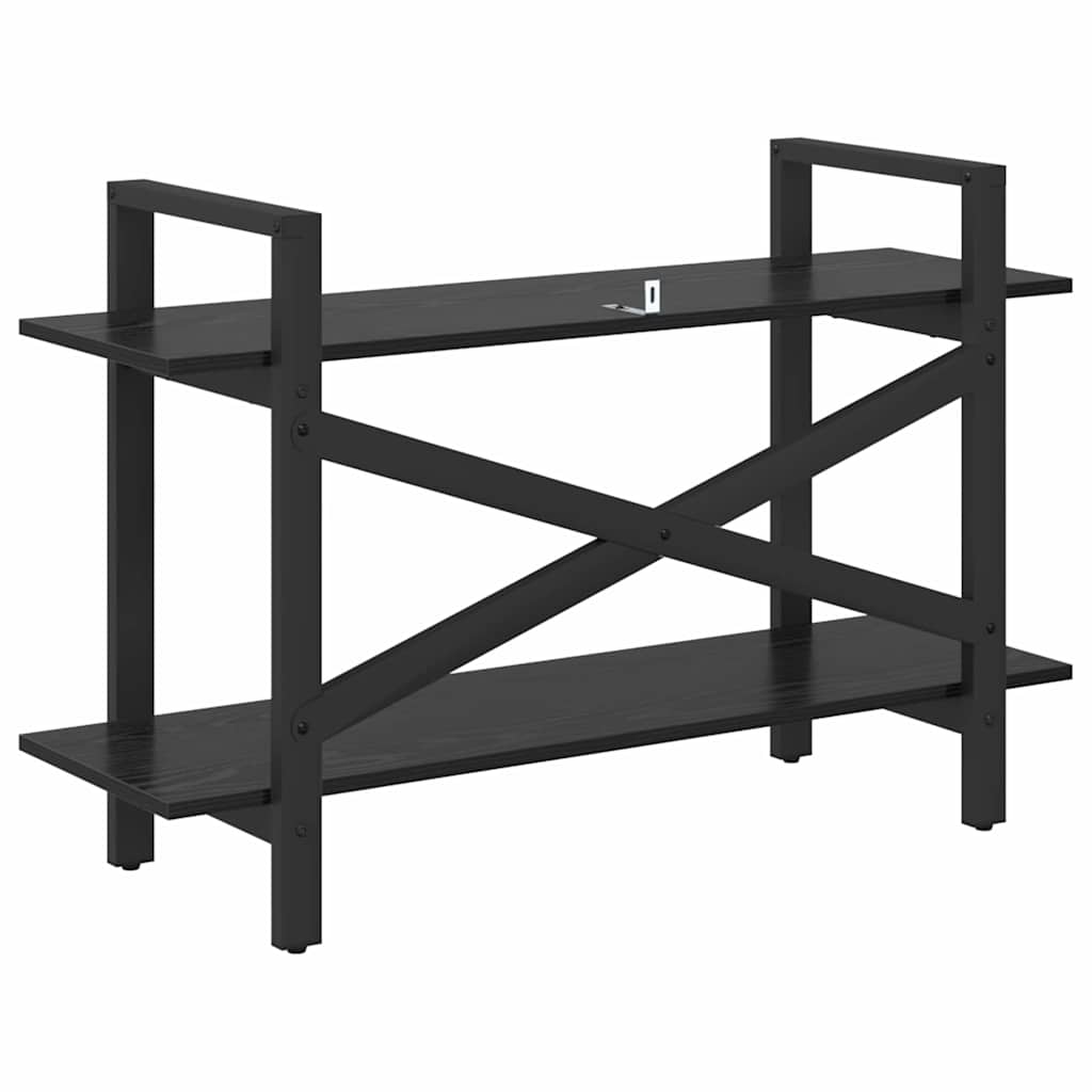 vidaXL Bookshelf 2-Tier 100 x 33.5 x 64 cm Engineered Wood Black Oak