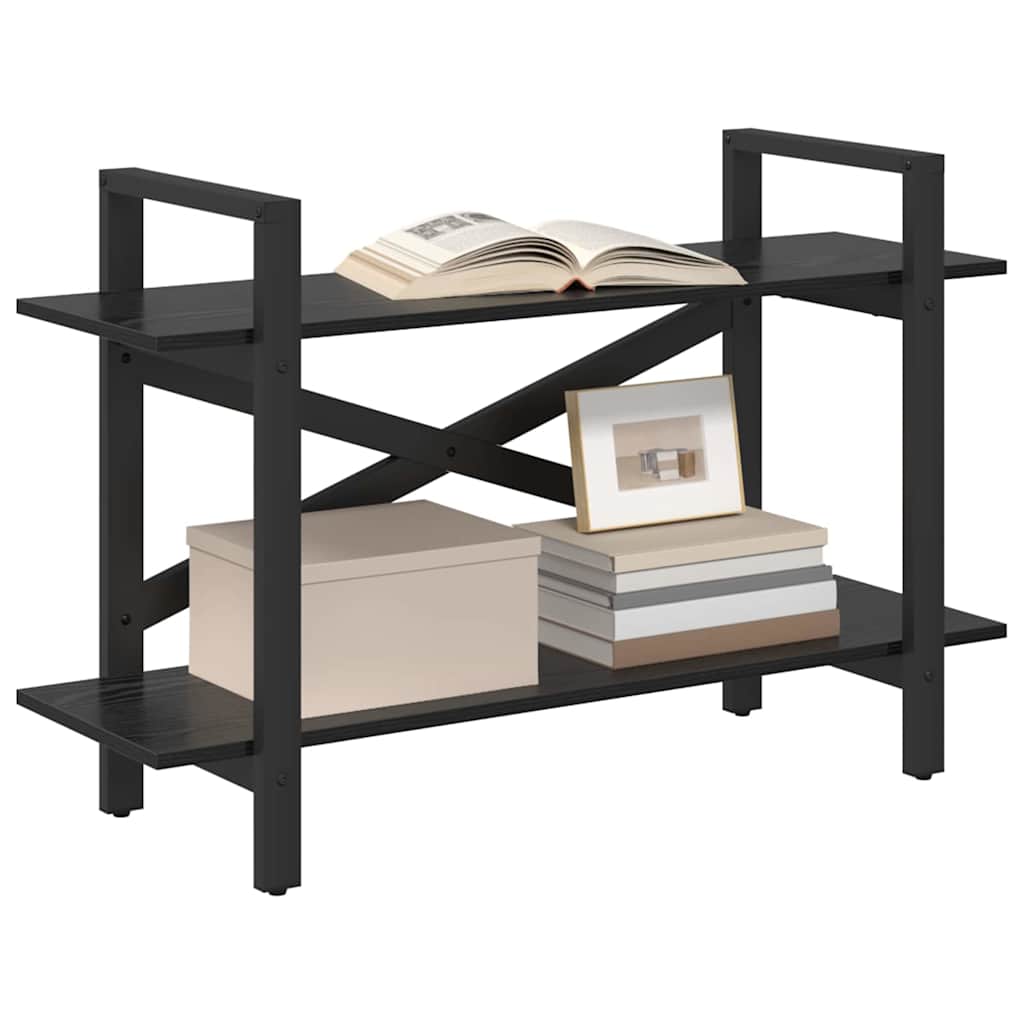 vidaXL Bookshelf 2-Tier 100 x 33.5 x 64 cm Engineered Wood Black Oak