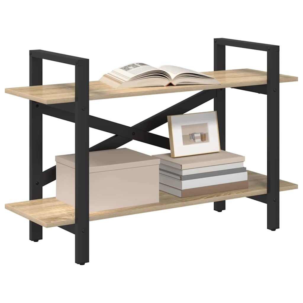 vidaXL Bookshelf 2-Tier 100 x 33.5 x 64 cm Engineered Wood Sonoma Oak