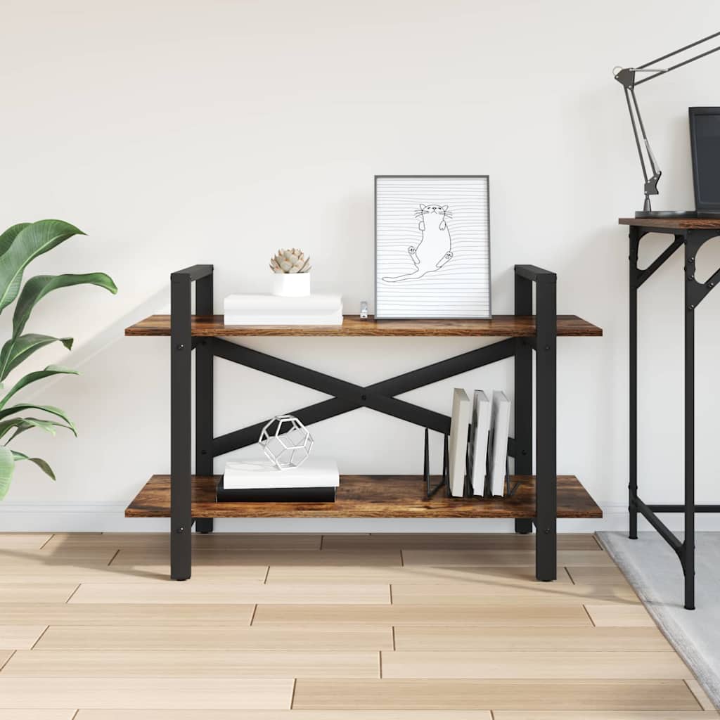 vidaXL Bookshelf 2-Tier 100 x 33.5 x 64 cm Engineered Wood Smoked Oak