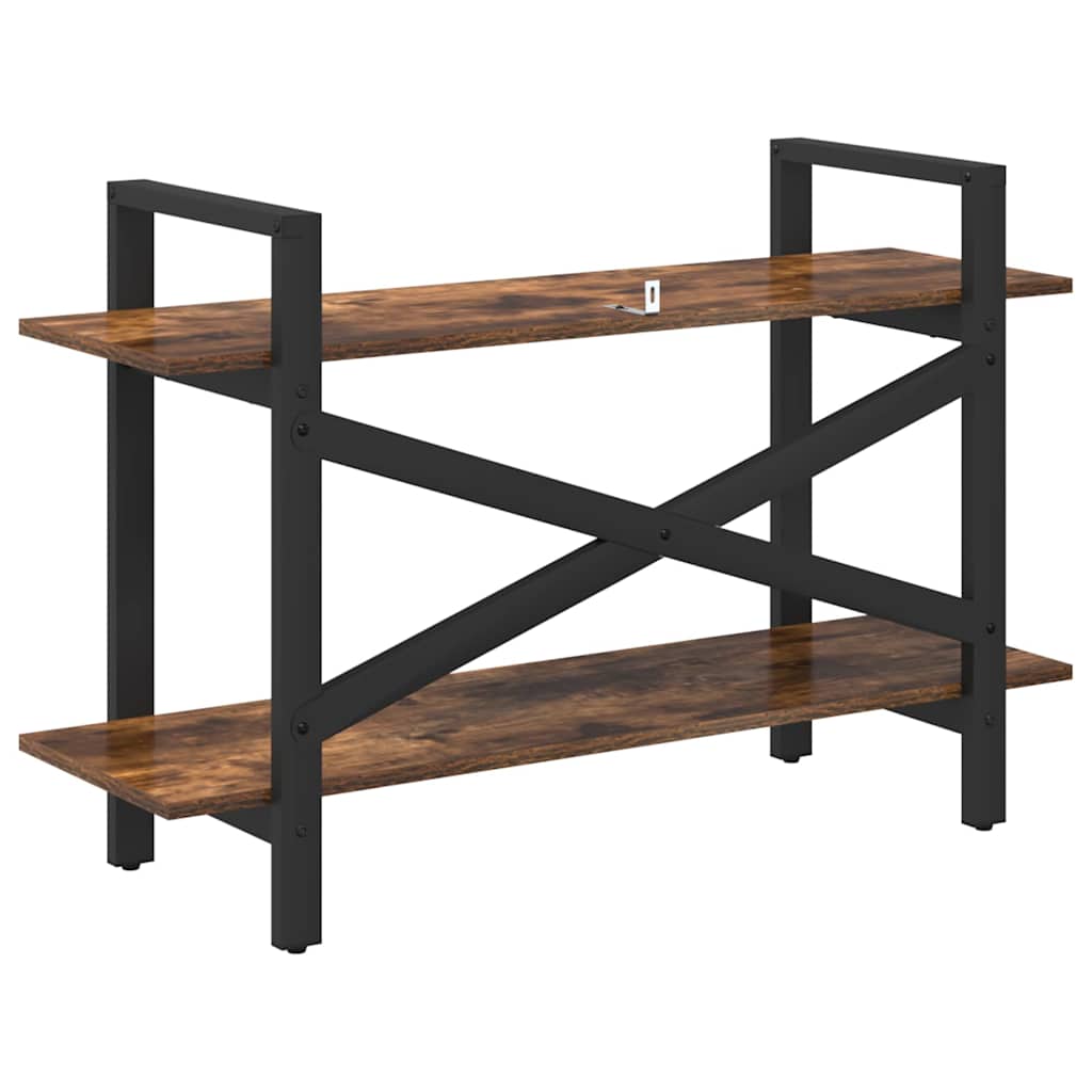 vidaXL Bookshelf 2-Tier 100 x 33.5 x 64 cm Engineered Wood Smoked Oak