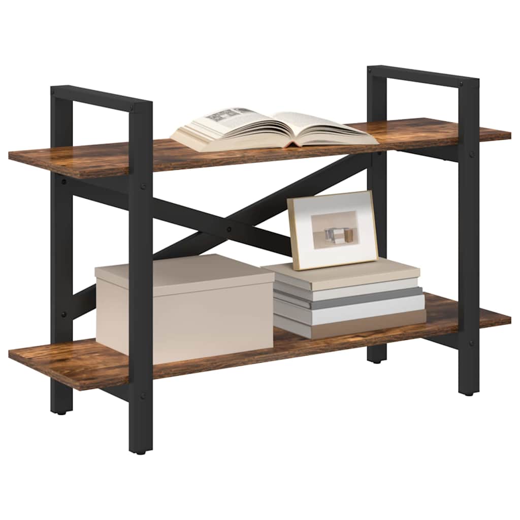 vidaXL Bookshelf 2-Tier 100 x 33.5 x 64 cm Engineered Wood Smoked Oak